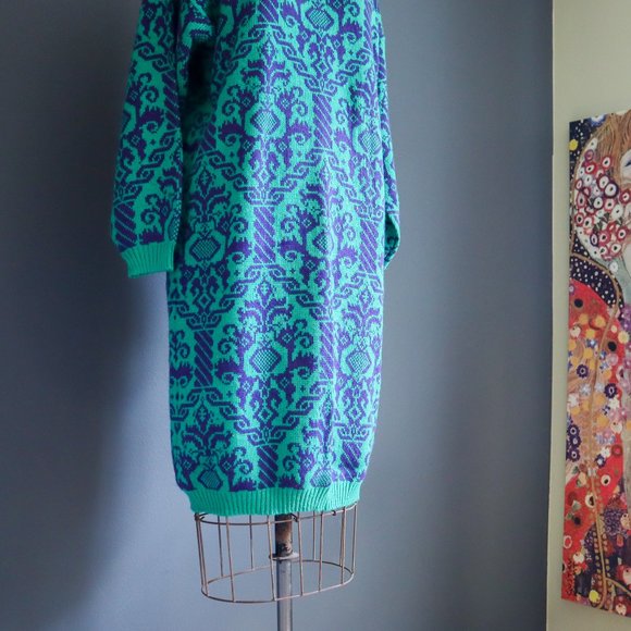 Purple and Green Acrylic Sweater Dress by DAKOTA - Picture 9 of 10